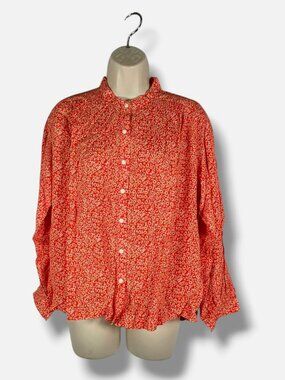 Birds Of Paradis Women's Orange Button-Up Lily Shirt Top Size XS